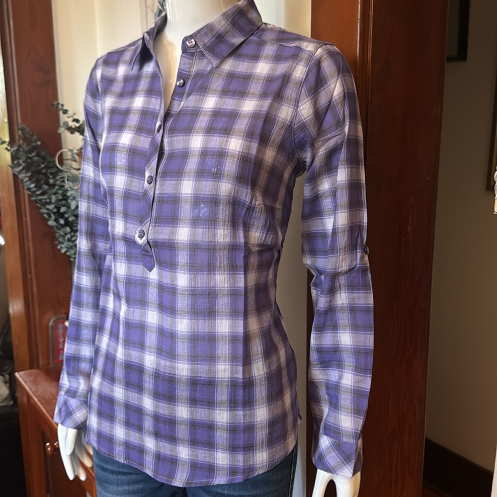 NWT northern reflections size small Purple Plaid Women's Top